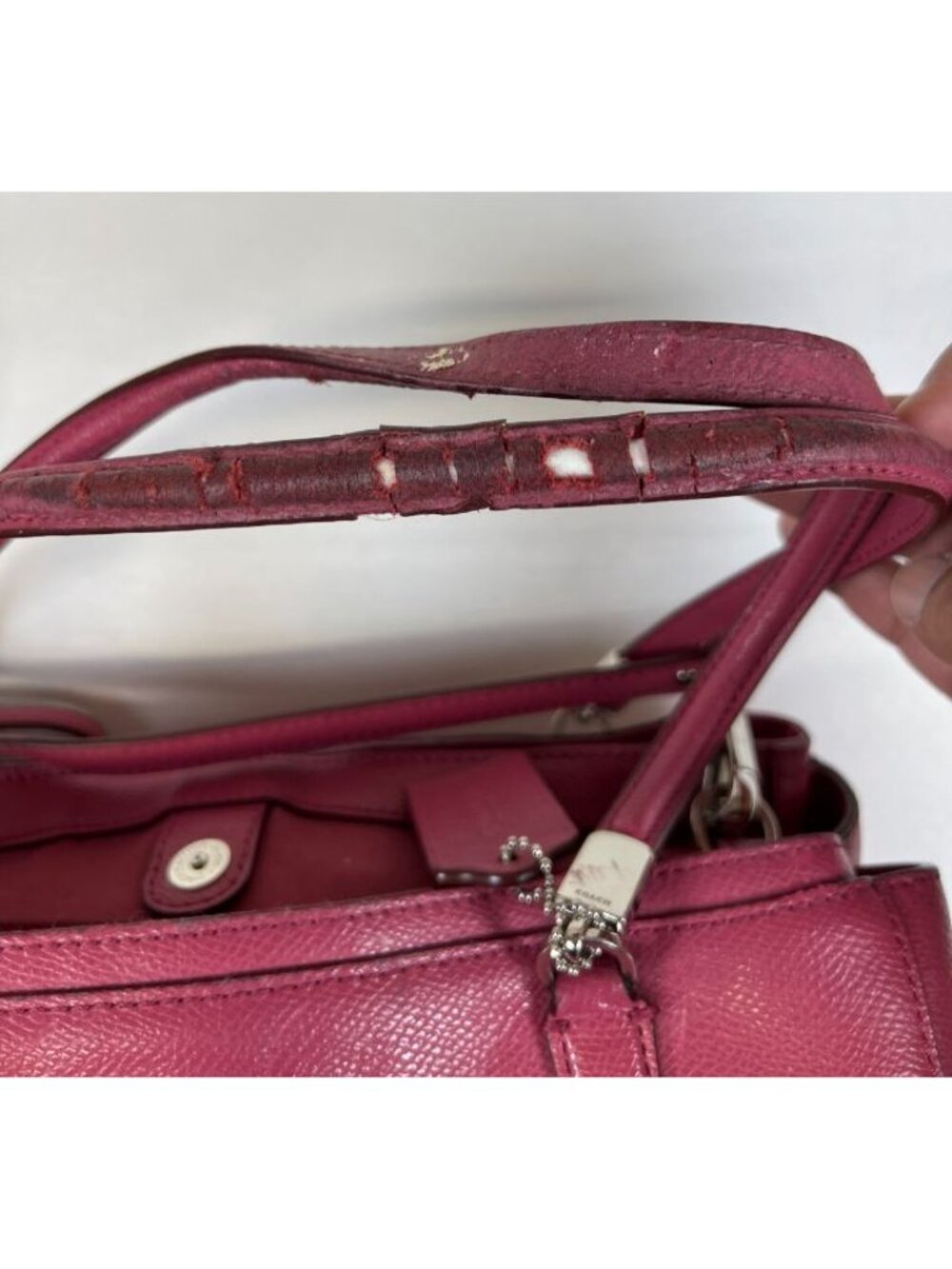 Coach Women Pink Leather Satchel Handbag Crossbody Bag Silver Hardware - Picture 16 of 16
